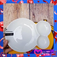 Dĩa sứ Procelain trắng 3 ngăn Lock&Lock Casa Zen SLT673