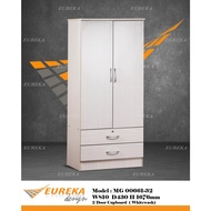 EUREKA 2.5ft 2 Door Wardrobe Cupboard Drawer Wood / Almari (Deliver & Installation Klang Valley ONLY