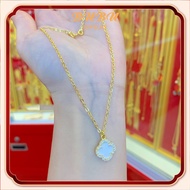 สร้อยคอทองคําแท้ 18k จี้ Lucky Clover ผู้หญิงอิตาลี 92.9% น้ําหนักทอง 3g