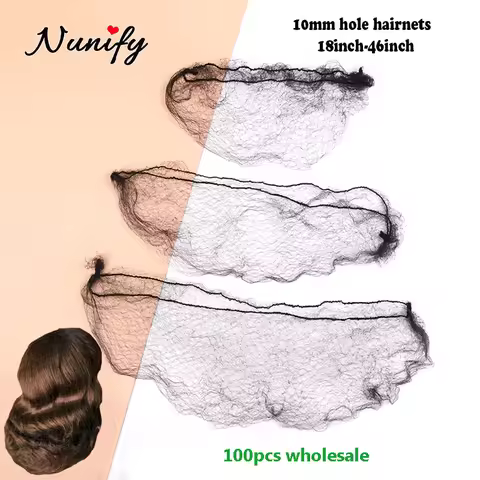 10Mm Invisible Hair Nets For Women Bun 100Pcs Elastic Edge Mesh Wig Net Cap For Hair Styling 24Inch 