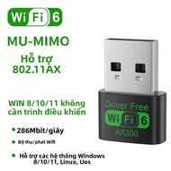 Bộ Thu WiFi Không Dây AX300 6 Thẻ WiFi 2.4G USB Dongle Cho PC Laptop - Thẻ Mạng Tốc Độ Cao 802.11ax 