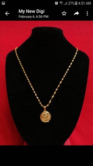 RANTAI LEHER + LOKET DUIT SYILLING SADUR EMAS 916 24K FREE COP 916!!! 24K GOLD PLATED NECKLACE CHAIN