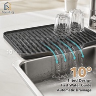 Silicone Sink Drain Mat Kitchen Countertop Drying Pad Non Slip Heat Resistant Quick Drain