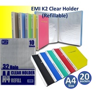 EMI K2 Clear Holder Document Holder Refillable A4 20 pockets Clear Book (File Dokumen) 359A