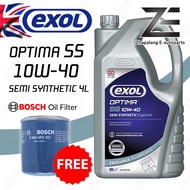 EXOL OPTIMA SS 10W40 Semi Synthetic Engine Oil 4L M119 Free Bosch Oil Filter 10W-40 UK England Briti