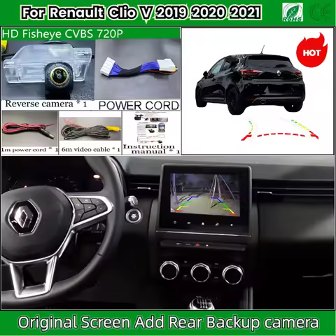 Rear View Camera For Renault Clio V 2019 2020 2021 OEM Screen Add Backup Reverse Camera HD Night Vis