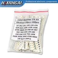 1210 SMD Resistor Kit Assorted Kit 1ohm-1M ohm hjxrhgal 5% 33valuesX 20PCS=660PCS DIY Kit