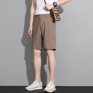 [6 colors] Korean plain suit shorts men's summer quick-drying ice silk trendy casual loose shorts fa