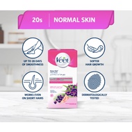 Veet Hair Removal Wax Strip Normal/Sensitive/Dry Skin 20s (Cold Wax Strips for Body & Legs)