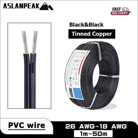 UL2468 26-18AWG 1-50m Black 2 Pin electric extension cord PVC Electronic wire Strip extension wire 2