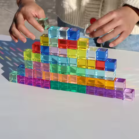 Acrylic Lucent Stacking Cube Building Blocks Transparent Toys for Children Indoor Outdoor Play Game