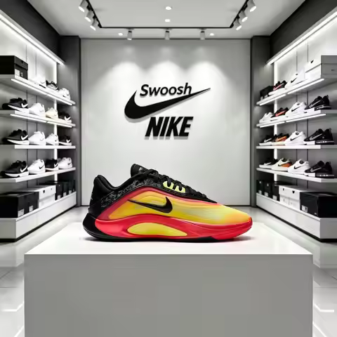 Nike A'One Comfortable and Versatile Basketball Shoes, Unisex, Red and Yellow HQ1733-001
