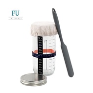 1Set Glass Airtight Jar Natural Fermentation Jar with Lid and Scale Dough Fermentation Kit
