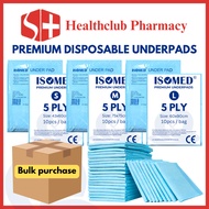 ISOMED 5PLY Premium Underpad 1 Carton (43x60cm/75x75cm/60X90cm) EXP 4/2029