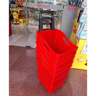 Supermarket pull-out basket, red supermarket storage basket