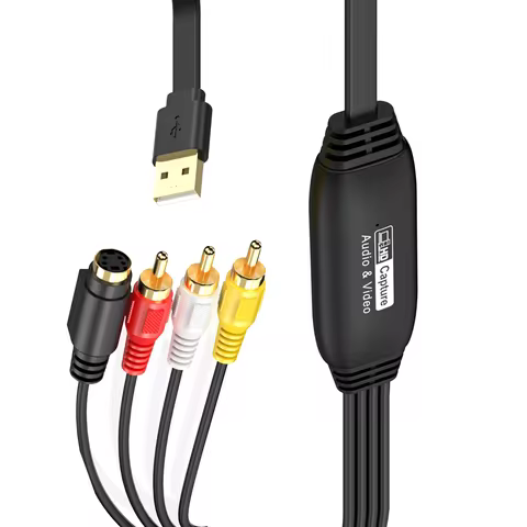 3RCA to USB2.0 Video Capture Card Convert Old VHS Mini DV VCR TV DVD to Digital for Windows Laptop C
