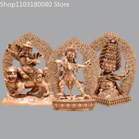 15cm Red copper carving Ekajati Damchen Shan jian Rahula buddha statue Nepal Tibet Nyingma Dharma Go