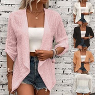 Button Cardigan Autumn Winter New Casual Cross-Border European and American Women's Fashion2023Solid