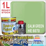 CALM GREEN HE6070 ( 1L ) HEAVY DUTY EPOXY FLOOR PAINT ( WATERPROOF COATIANG )  [ Include Hardener ] 