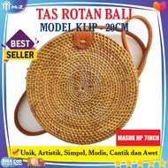 TAS ROTAN BALI COKLAT Model KLIP 20cm Original - Tas Anyaman Rotan - Tas Rotan Bulat Murah - Tas Bal