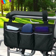 CHAAKIG Wheelchair Side Bag Portable Reflective Strip Multi-pocketed Armrest Pouch