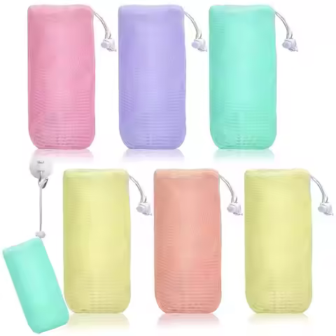 1/2pcs Thickened Foaming Soap Bag Facial Cleanser Mesh Bag Drawstring Bag Shower Bubble Foam Net Bat