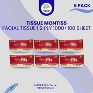 [ 6 PACK ] | TISSUE MONTISS 1000+100 SHEETS | Facial TISSUE | SOFT TISSUE | TISSUE HEADQUARTERS