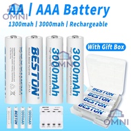 AA/AAA Rechargeable Battery 4pcs High Performance Battery Pack Battery Four-Slot Charger With Gift Box