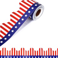 Patriotic Bulletin Board Borders USA Flag Stickers Red White Blue Stripes and Star Roll Trim 32.8Ft 