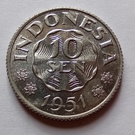 10 cent uang koin indonesia tahun 1951