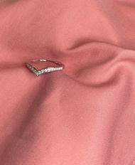 Victoria 線戒 戒指/ 925純銀鍍18K白金/ 方晶鋯石