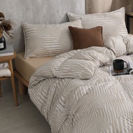 單人/冬月羽絨被/好收納、可機洗、免被套、超保暖-線條奶茶