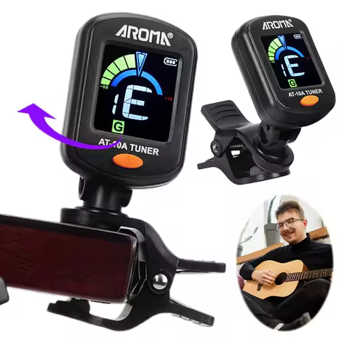 Guitar Tuner Foldable Rotatable Clip-On Tuner Rechargeable Electric Guitar Tuner for Bass Ukulele Ch