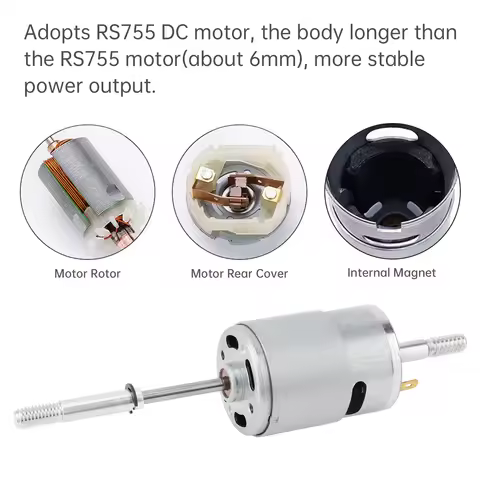RS755 DC Fan Motor 12V-24V 4000RPM-10000RPM Dual Output Shaft DC Motor Replacement 220V AC for Elect
