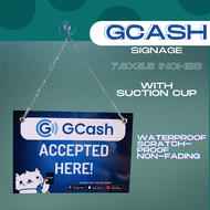 GCASH ACCEPTED HERE Hanging Signage with Window Suction Cup 3mm Thick (5.5x7.8 inches)