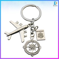 📎 2Pcs Aeroplane Keychain Pendant Alloy Silver Fashion Key Chain Accessories 1.2x1.2x0.08in