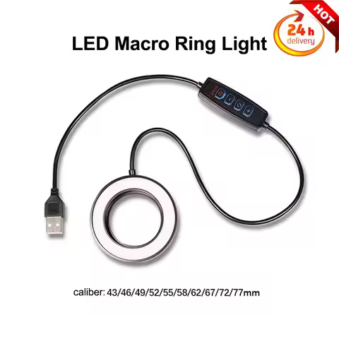 LED Macro Ring Flash Fill Light Universal Macro Photography for Canon Nikon Pentax Olympus Panasonic