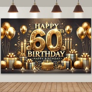 5x3ft Happy 60th Birthday Photography Background for Parents' Birthdays Party Decoration Banner Phot