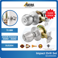 GERE 70mm SUS304 Cylindrical Door Lock Store/Communication/Classroom Lock Heavy Duty Stainless Ste