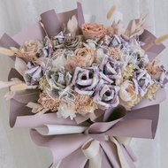 紫色花束/錢花花束/鈔票花束/錢花束/有錢花/永生花花束/生日花束