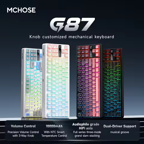 MCHOSE G87 Customized Mechanical Keyboard Gasket Structure Wireless Tri-mode Knob 10000mAh Hot Swap 