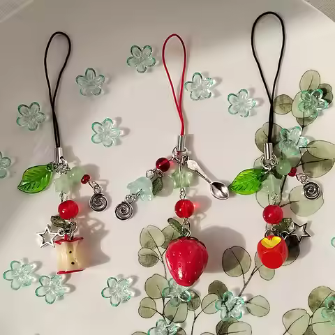 Apple & Heart heisei retro keychain