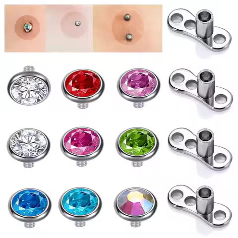 Surgical Steel Surface Piercing Dermal Anchor Microdermals Piercing CZ Perforation Accessories Micro