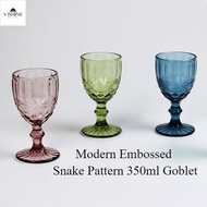 6pcs Snake Pattern Modern Embossed Goblet Glassware Water Goblet Glass Crystal Wine Glass