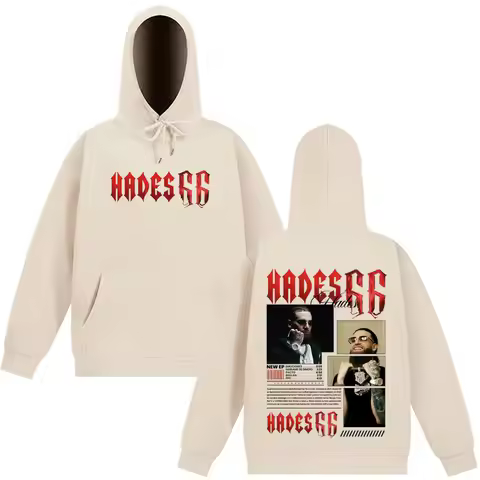 Rapper Hades66 Tour 2025 Album Graphic Hoodie Men Women High Quality Oversized Pullover Gothic Hip-h