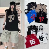 TANKTOP JAY77 Sports T-Shirt No. 77 Black - Unisex Wide Fit Basketball Vest Streetwear 2025