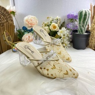 Azwa gold shoes, beautiful women's shoes, 7cm glass