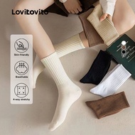 Lovito Casual Socks Soft Moisture-wicking Athletic Crew Soft Skin Socks for Women L8LD087 Lovito Cas