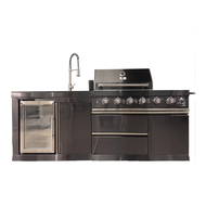 Four Burners Black Stainless Steel European Style Gas Bbq Grills Outdoor Kitchen