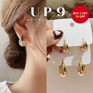 [VMI Model] UP9.ACC Super Cute Korean Version Wide Base Gold Water Drop Earrings Round Female Earrin